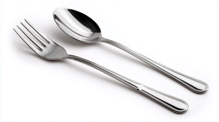 Fork and spoon on white surface