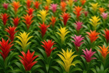 Fototapeta premium Colorful Garden Filled with Tropical Bromeliad Varieties