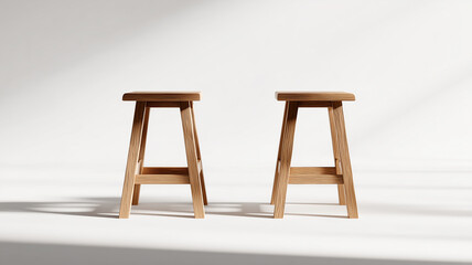 Wooden stools isolated on white background