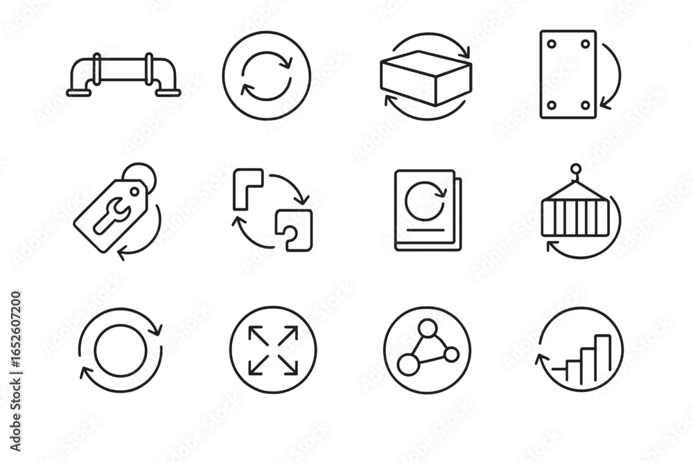 Poster vector system icons operation circular passport icon design cycle use reuse salvage