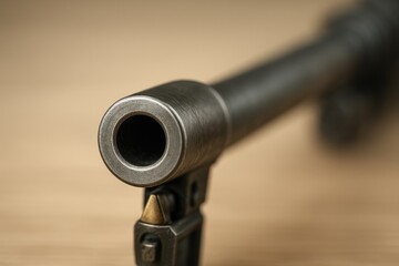 Close-up view of a rifle's 30 caliber barrel