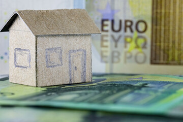 European Union banknotes and paper model house