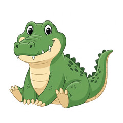 cute green crocodile cartoon animation © Dealovaliandra