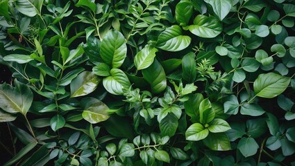 Fototapeta premium Fresh and dirty-looking green leaves perfect for plant-based products