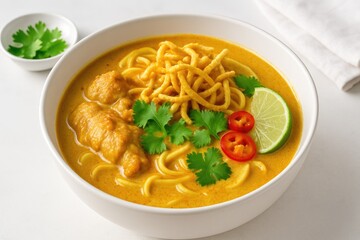 Spicy noodle soup with coconut milk base