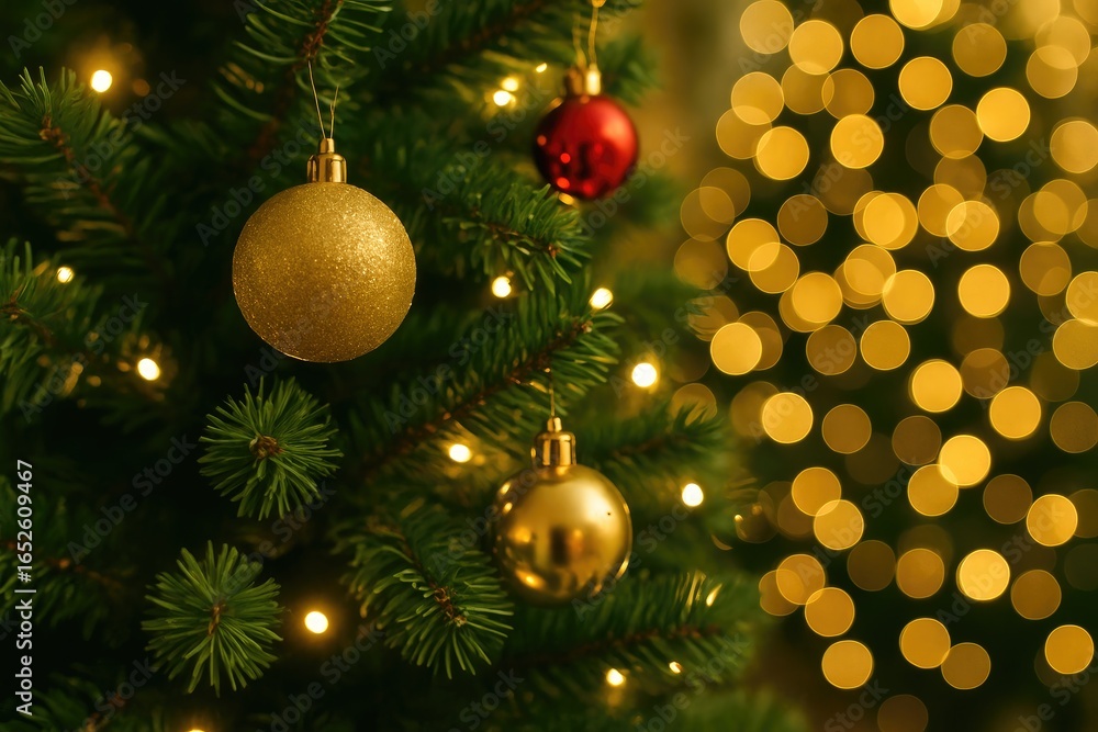 Canvas Prints decorative christmas greenery with sparkling lights and a bokeh backdrop of a holiday tree for festi