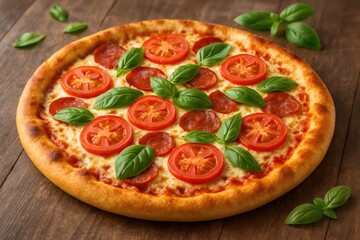 Savory pizza ready to enjoy on a dining surface