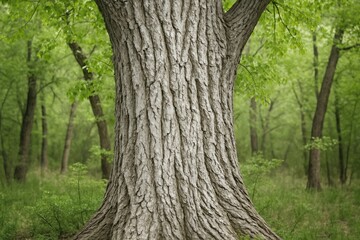 Cottonwood tree trunks during spring season
