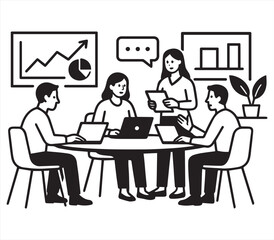 Business Team Meeting and Office Collaboration Illustration
