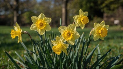 Fototapeta premium Nature's daffodil flowers flourishing in a garden