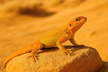 Naklejka premium Desert creature perched on a sandy boulder