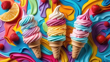 Obraz premium Colorful Popsicle Display with 'NOW HIRING' Text