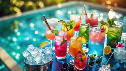Fototapeta premium Delicious drinks to sip while lounging by the pool