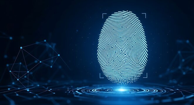 Cyber Security Concept with Biometric Fingerprint Authentication