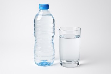 Fototapeta premium Transparent water in a glass against a white backdrop