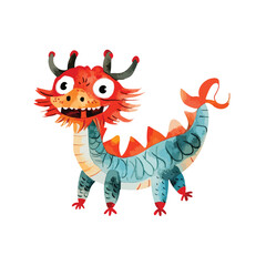 Playful Watercolor Dragon with Vibrant Colors