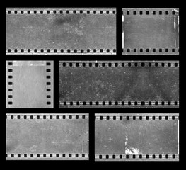 Vintage film strip collection on black background