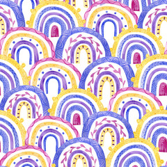 Colorful Abstract Rainbow and Arch Pattern on a Transparent Background, a vibrant and cheerful...