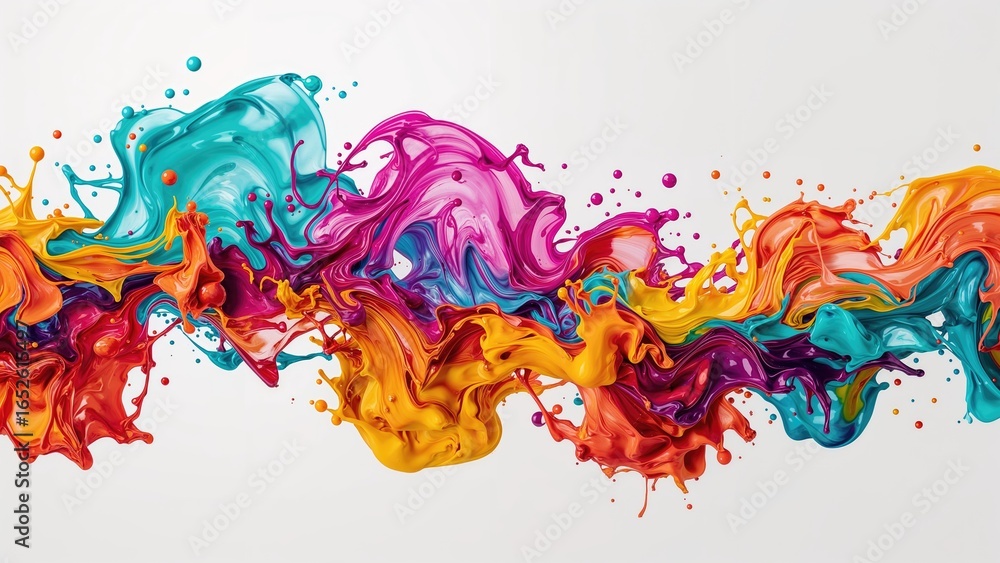Poster dynamic splashes of color: unveiling artistic expression and creative vision