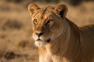 Fototapeta premium Close-up shot capturing a lioness's features