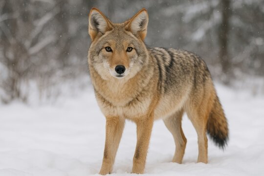 A Wolf-Like Creature in a Snowy Landscape