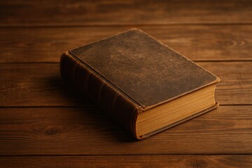 Obraz premium Antique book placed on a wooden tabletop