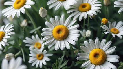 Fototapeta premium Macro shot highlighting the intricate details of a Daisy flower