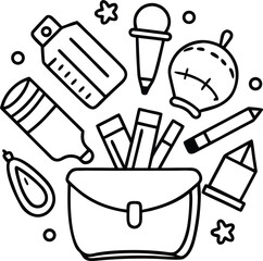 Hand-drawn kitchen vector illustration set of food and drink tools