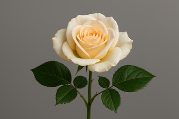 Fototapeta premium Cream Bloom Standing Alone Against Gray Background