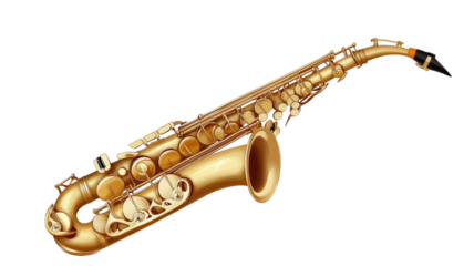 Shiny golden saxophone isolated on white background