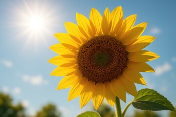 Naklejka premium Close-up shot of a sunflower basking in sunlight