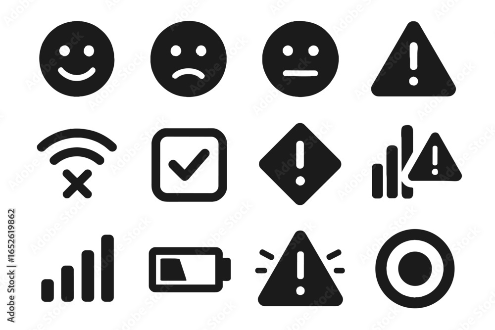 Poster emotion signal positive vector interference system calibration icon alert lost feedback icons