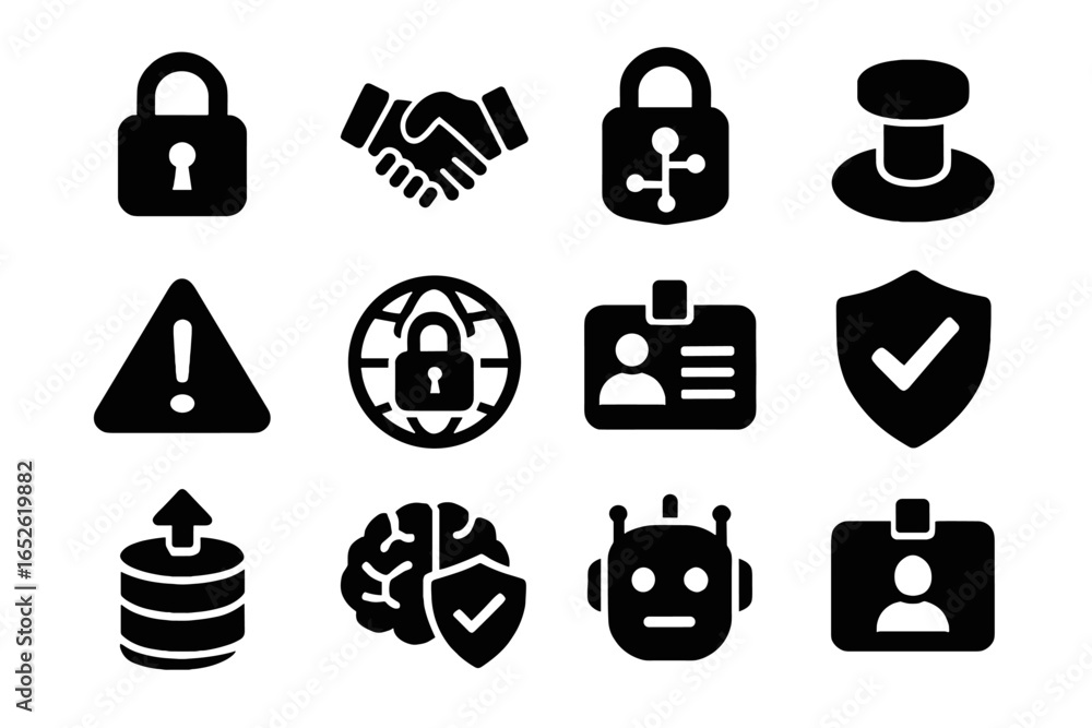 Poster icon neural safety secure icons sign vector data shield emotion ai consent