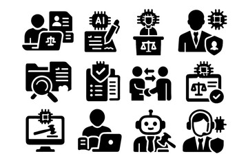 Trial legal vector resolver icon bot ai lawyer advisor reviewer checker contract