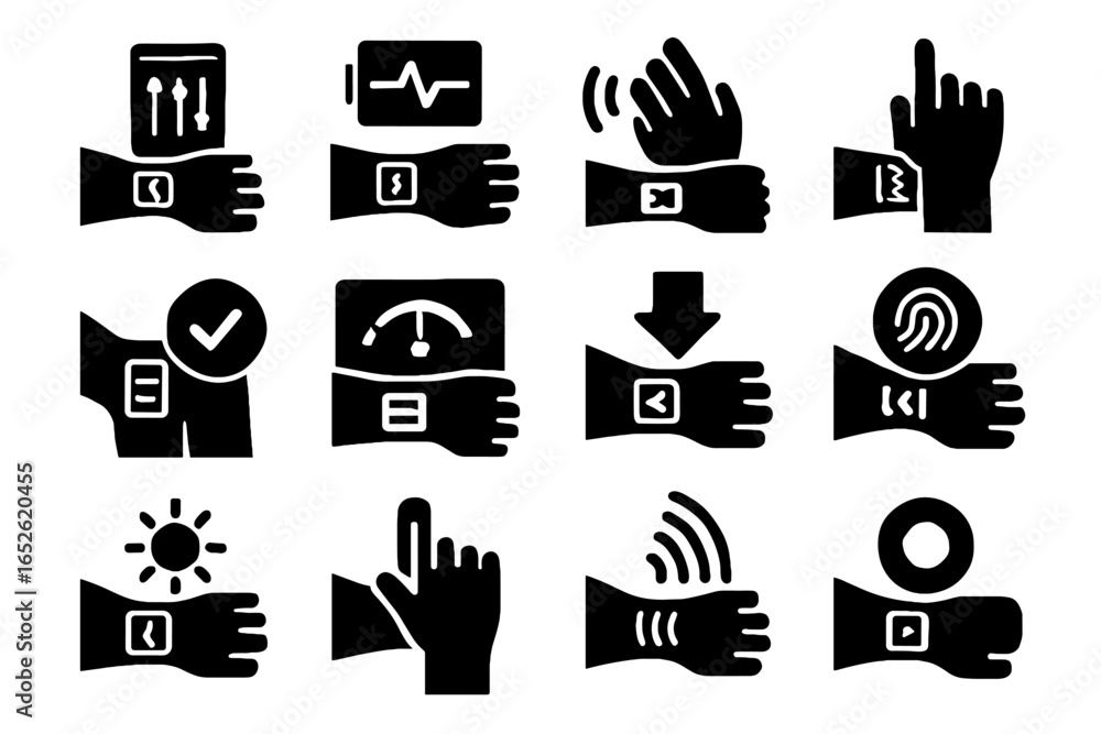 Aufkleber prompt smart command sensor vector icon alert panel control biometric tattoo update