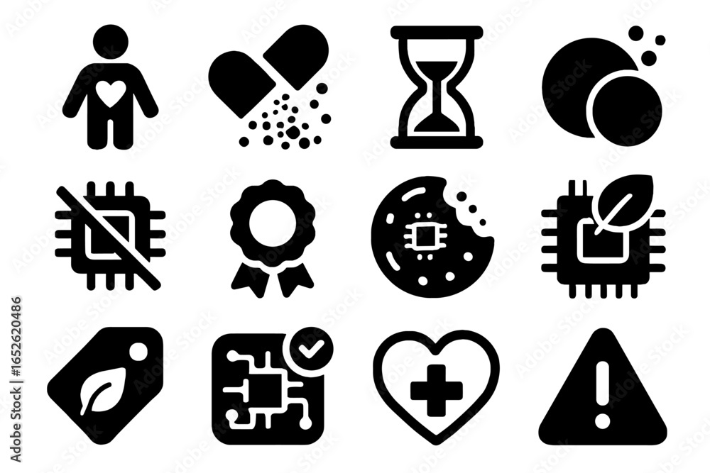 Poster sensor edible vector indicator electronics icon dosage signal biodegradable timer icons approval
