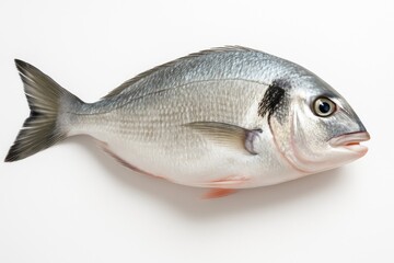 Close-up images of dorada fish on a plain white backdrop