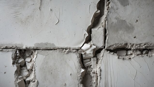 Cracked and stained concrete mortar with scratches and smudges