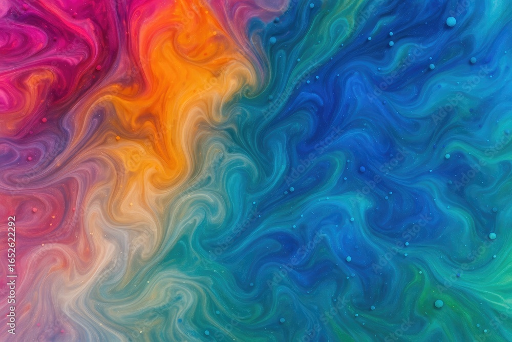 Poster dynamic swirl of colorful paints against a high-end fantasy texture background, showcasing liquid in