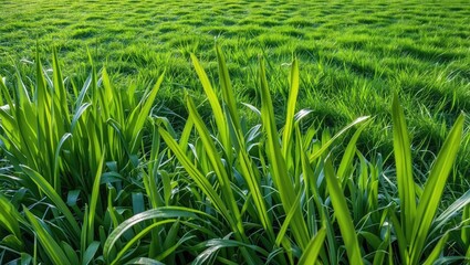 Fototapeta premium Close-up view of lush fresh spring grass