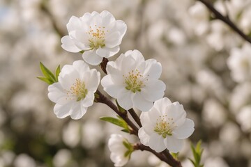 Obraz premium Springtime white peach blossom details in full bloom