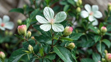 Fototapeta premium Close-up shot of the Cancer Bush, a plant celebrated for its health benefits