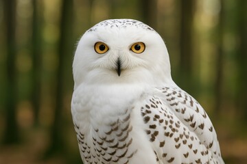 Obraz premium Close-up shot of a snowy owl's head