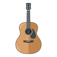 Obraz premium A flat design vector illustration of a classic six-string acoustic guitar isolated on a white background.