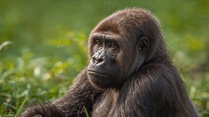 Obraz premium Examination of the Infant Western Lowland Gorilla - Gorilla gorilla gorilla