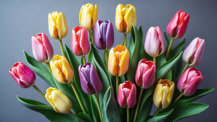 Obraz premium Bright and lively spring tulip flower arrangement