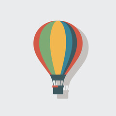 Fototapeta premium Colorful hot air balloon with shadow on a light gray background airship flight