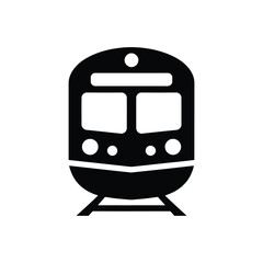 Black silhouette of a train front on a white background locomotive transport