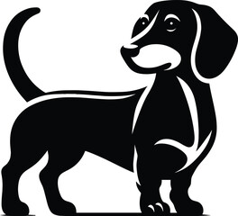 Black and White Dachshund Side Profile – Dog Silhouette Vector Illustration