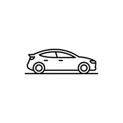 Fototapeta premium Simple outline icon of a modern sedan car on white background automobile vehicle